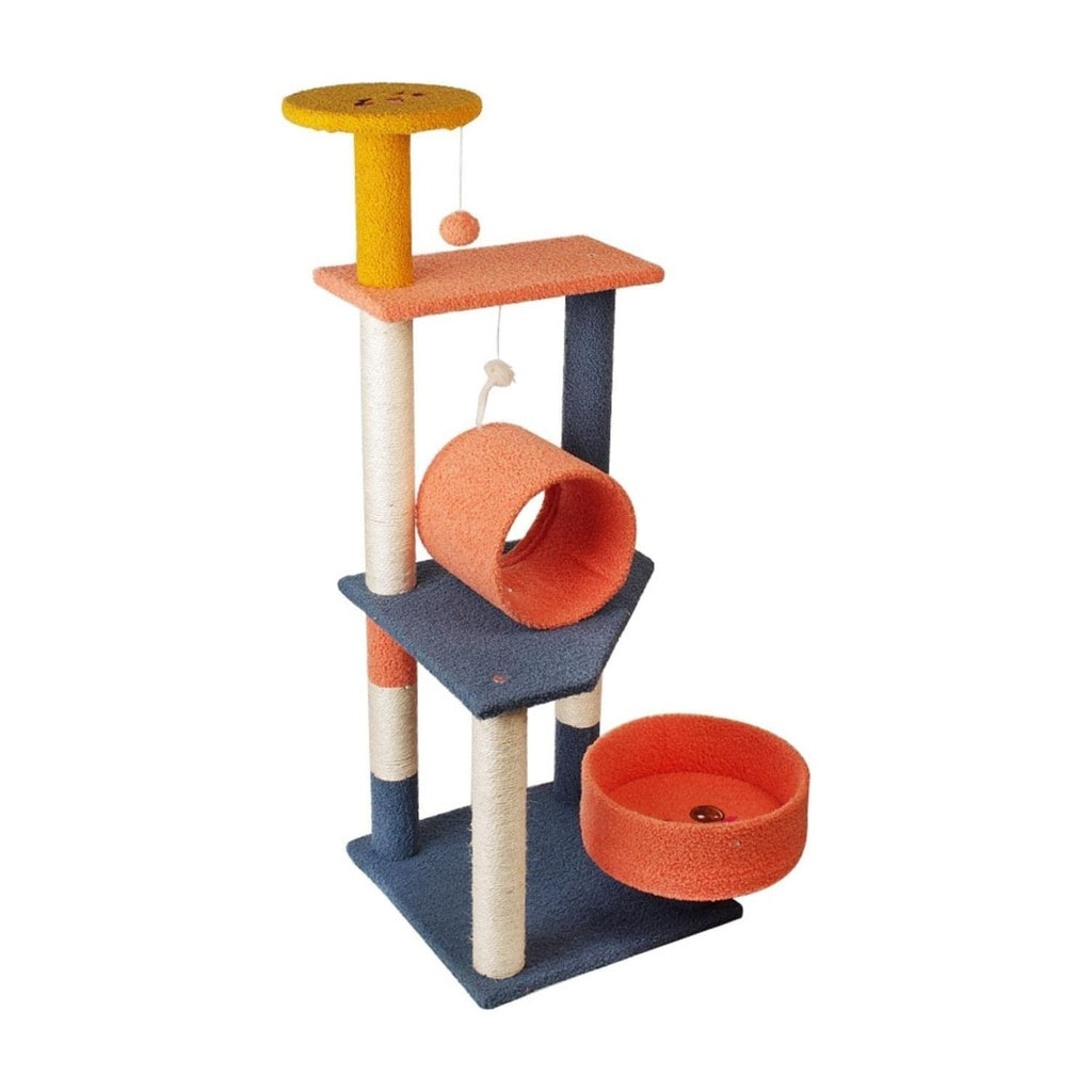 Floofi 110cm Emoji Plush Cat Condo Cat Tree - Blue/Red & with Basket Options