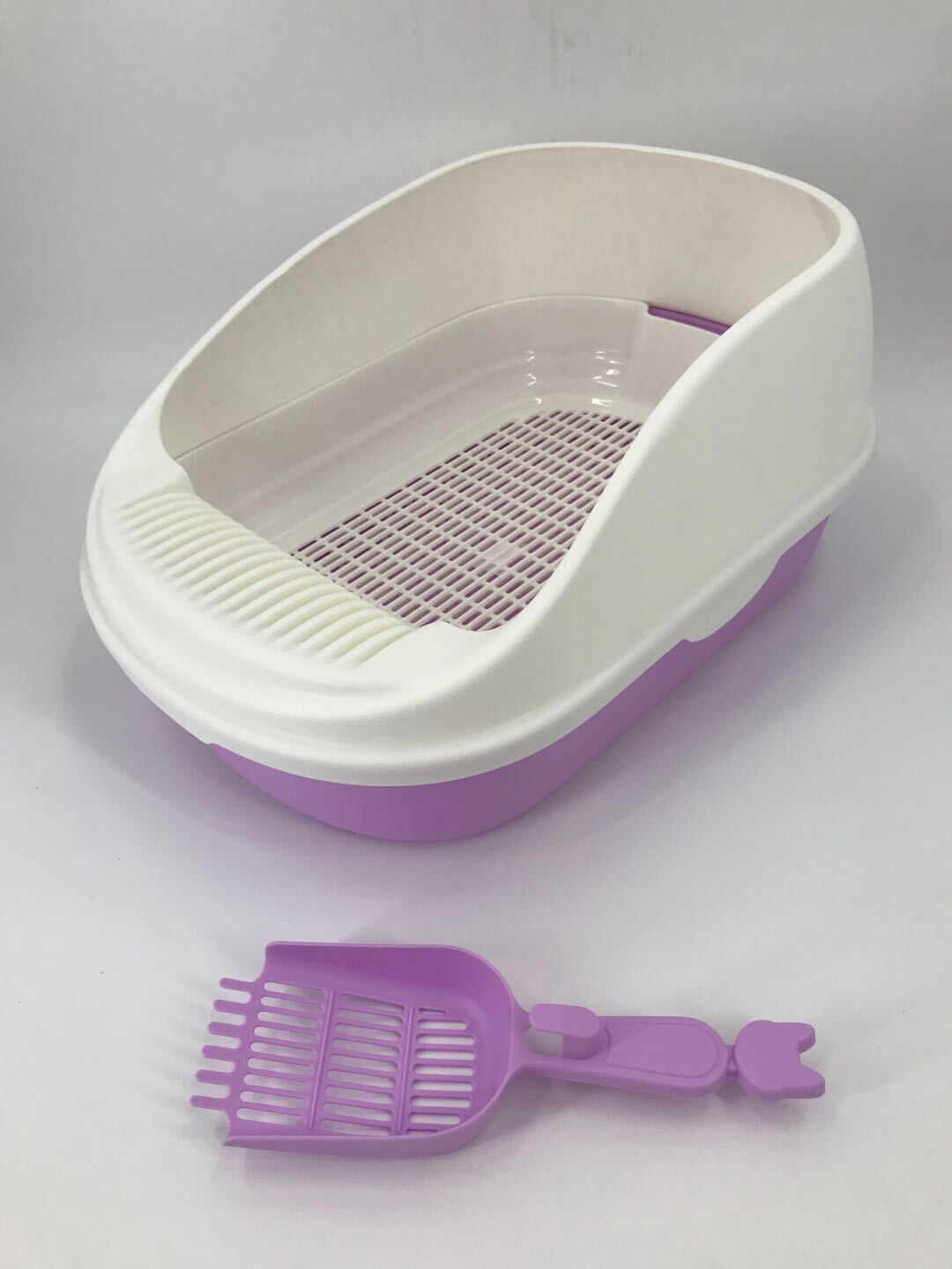 Large Portable Cat Toilet Litter Box Tray House with Scoop and Grid Tray