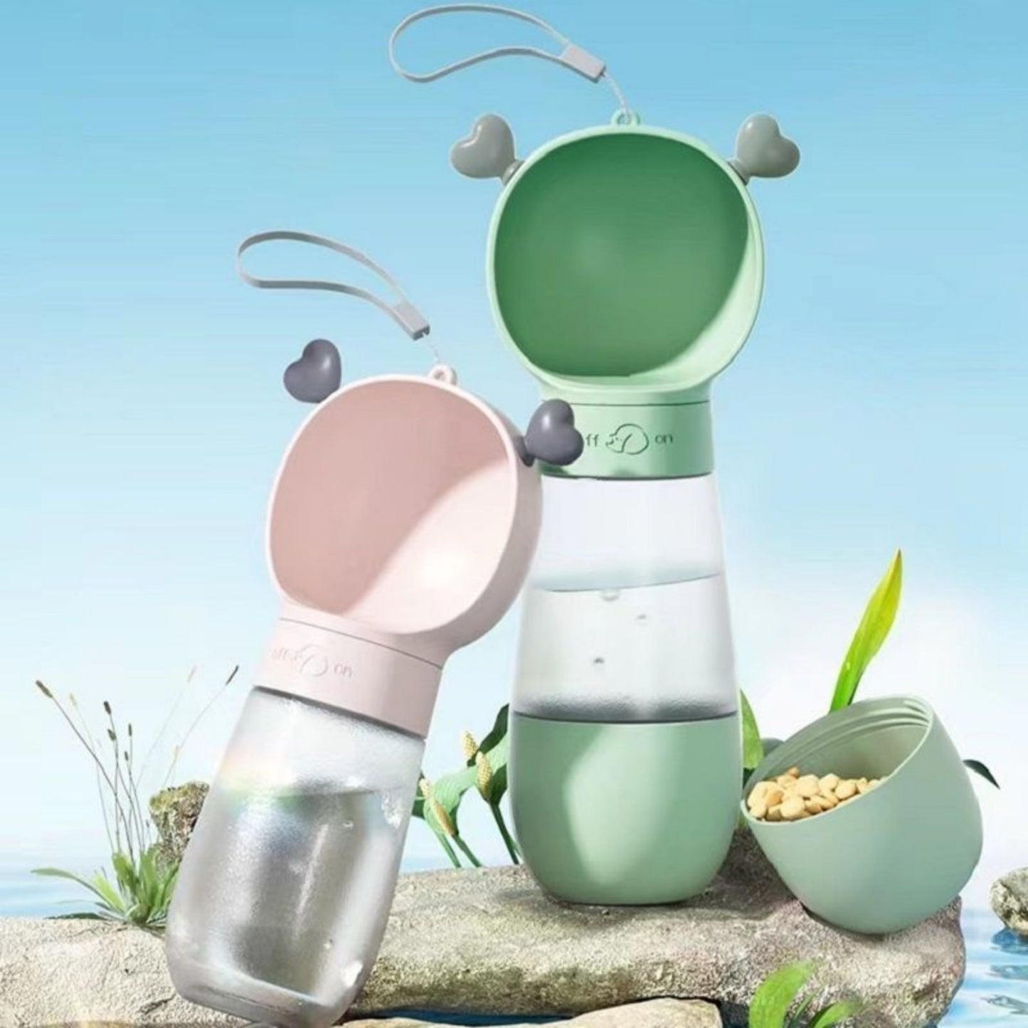 Portable Dog Water Bottle with Food Container: Leak-Proof Dog Water Dispenser