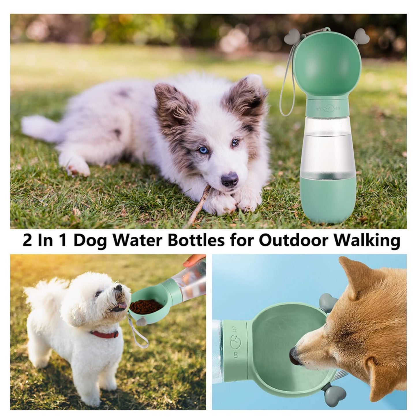 Portable Dog Water Bottle with Food Container: Leak-Proof Dog Water Dispenser