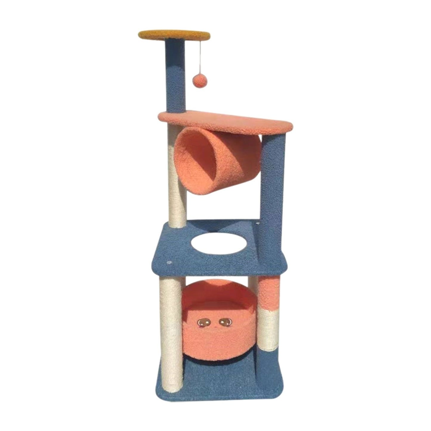 Floofi 110cm Emoji Plush Cat Condo Cat Tree - Blue/Red & with Basket Options