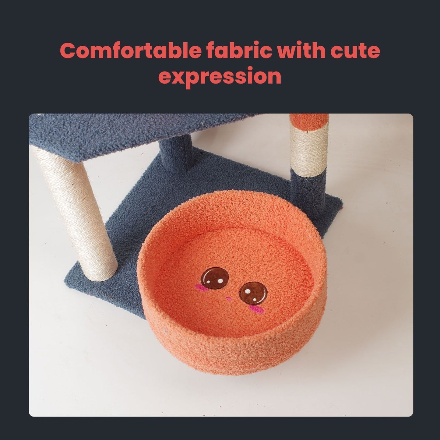 Floofi 110cm Emoji Plush Cat Condo Cat Tree - Blue/Red & with Basket Options
