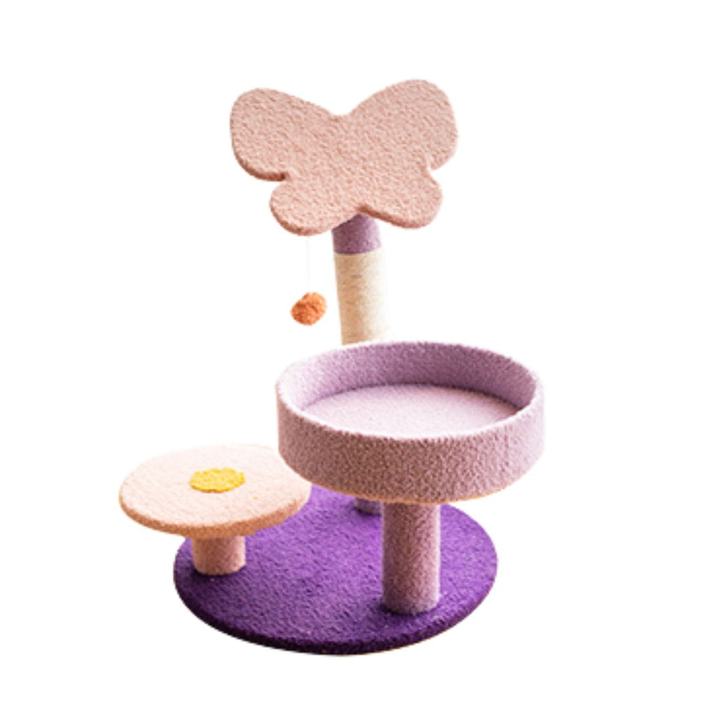 Floofi Scratching Posts Cat Trees - 86cm Butterfly Plush (Pink/Purple) & 90cm Sunflower Plush