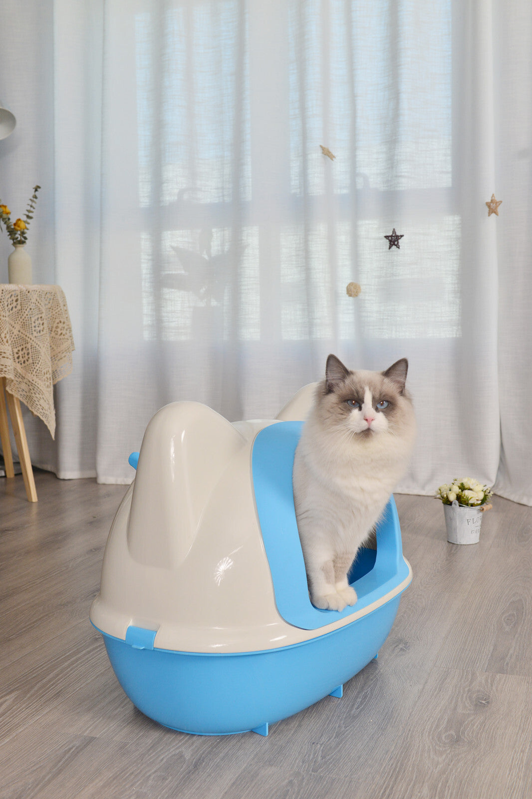 Large Hooded Cat Toilet with Scoop: Convenient Litter Box Tray House for Your Feline