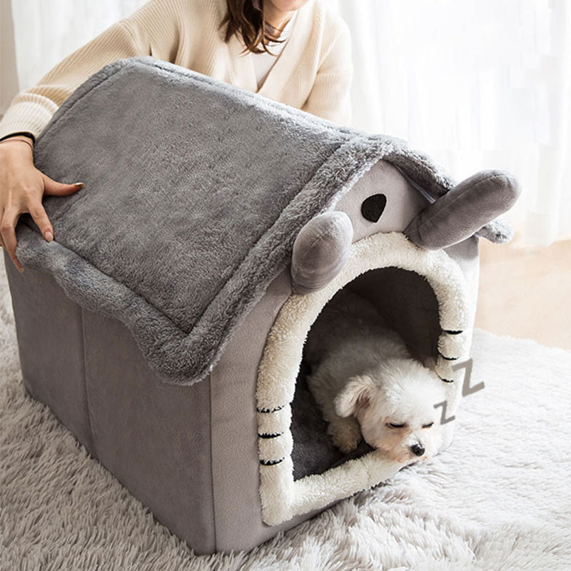 Medium Dog House Bed Portable Cat Bed Removable Cushion Cat Cave, Foldable Pets Puppy Kitten Rabbit