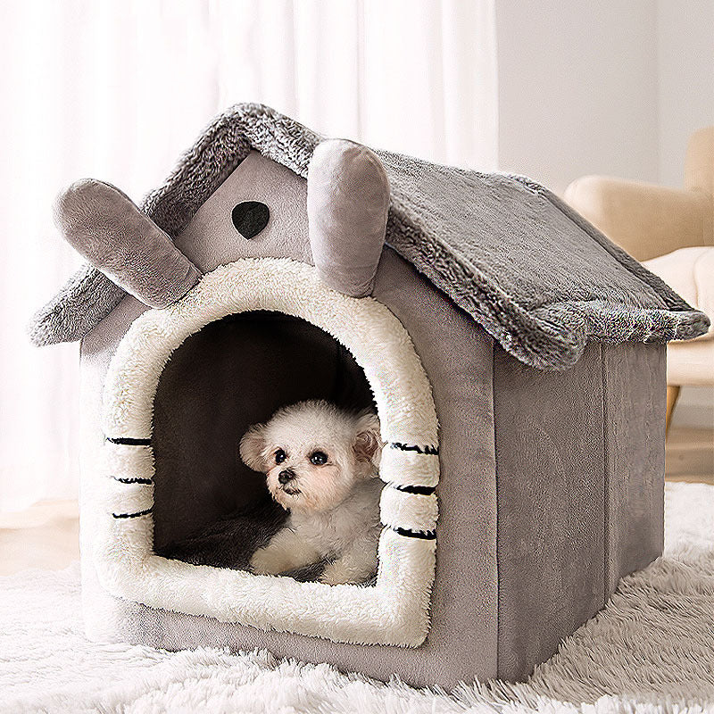 Medium Dog House Bed Portable Cat Bed Removable Cushion Cat Cave, Foldable Pets Puppy Kitten Rabbit