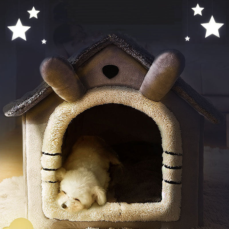 Medium Dog House Bed Portable Cat Bed Removable Cushion Cat Cave, Foldable Pets Puppy Kitten Rabbit