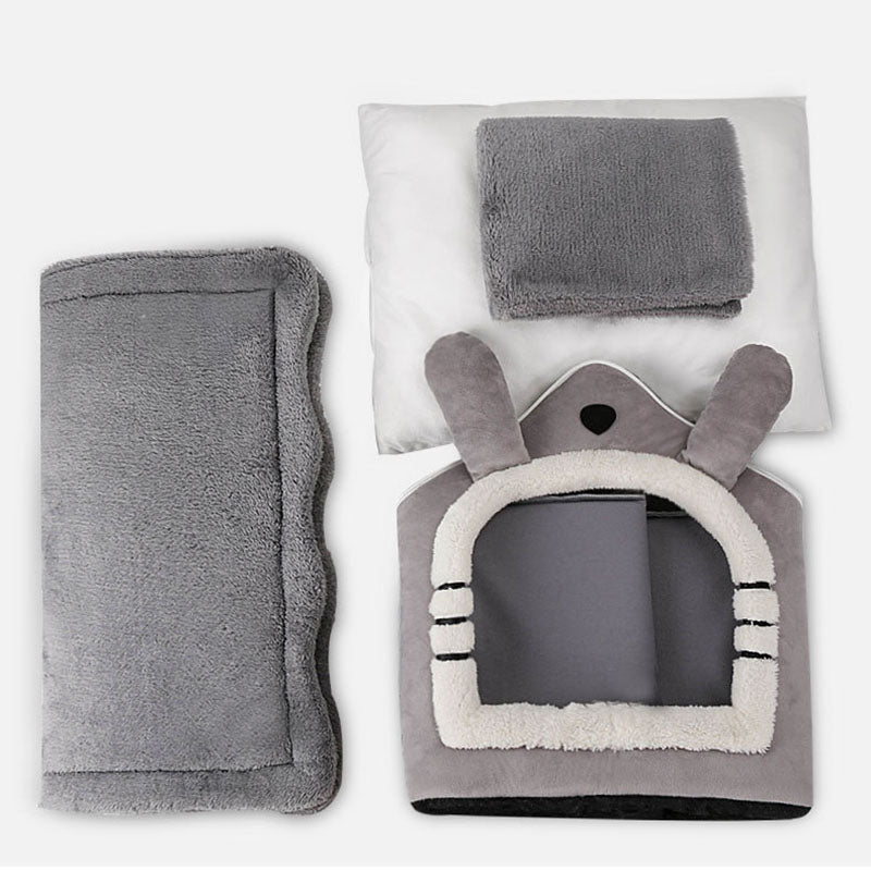 Medium Dog House Bed Portable Cat Bed Removable Cushion Cat Cave, Foldable Pets Puppy Kitten Rabbit