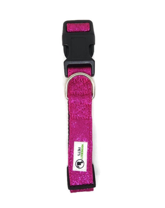 Glitter Overlay Nylon Dog Collar with Breakaway Buckle - Moondidley Pets, X-Small to Medium Sizes, Various Colours