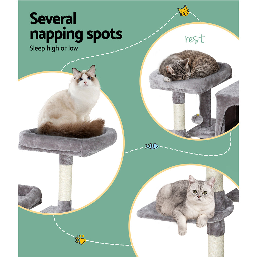 The Feline Haven: 103cm Wooden Cat Tree Tower with Scratching Posts, Condo and Bed for Ultimate Comfort and Entertainment