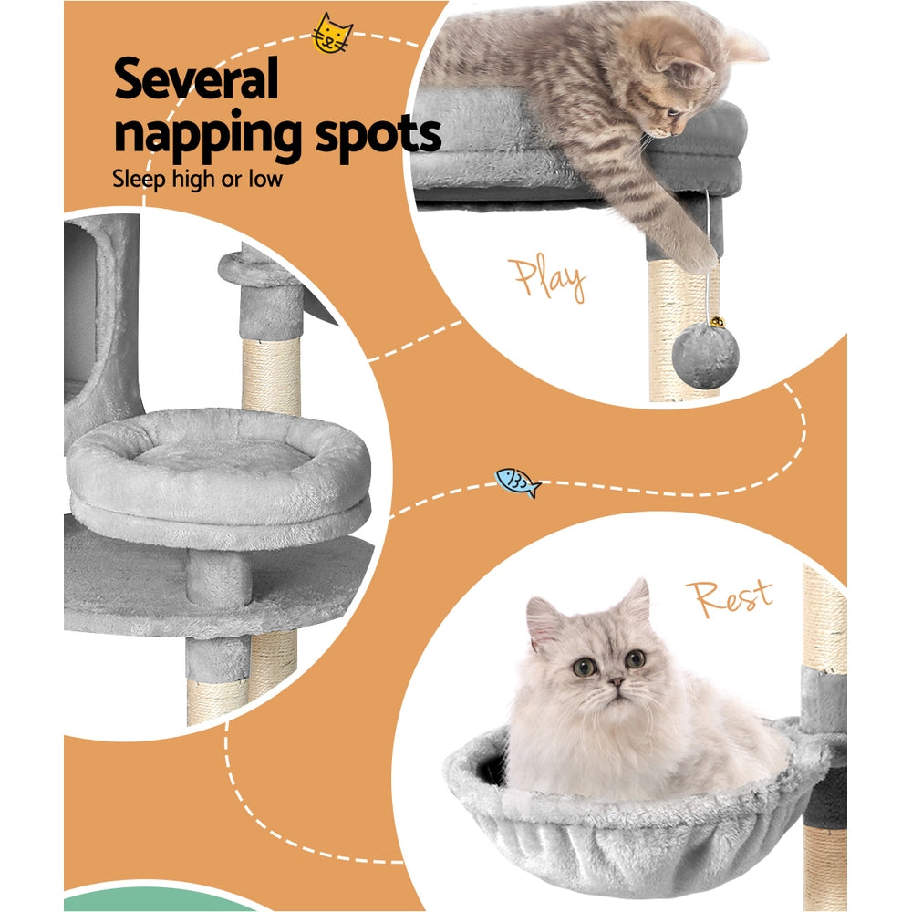 i.Pet Cat Tree Tower Scratching Post Scratcher Wood Condo House Toys Bed 123cm