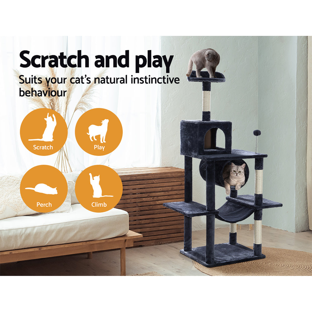 i.Pet Cat Tree Tower Scratching Post Scratcher Wood Condo House Bed Trees 151cm