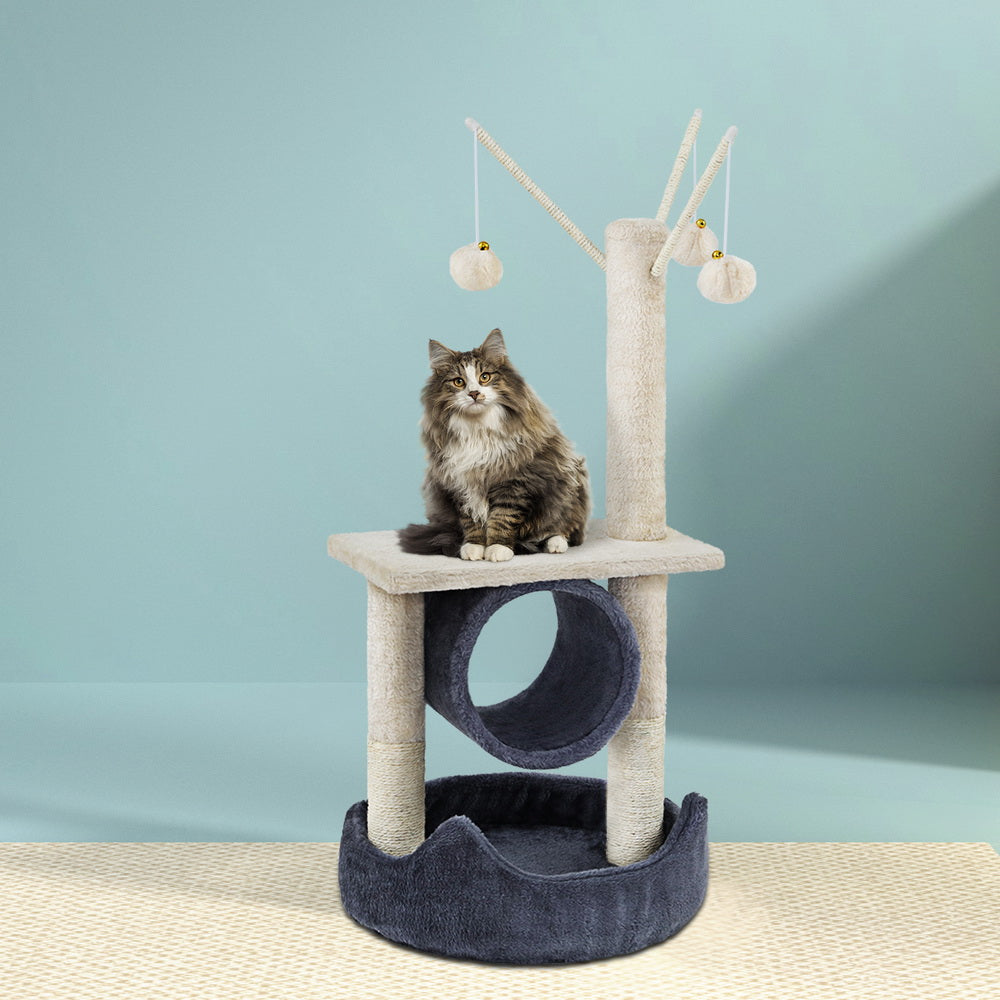 76cm Cat Scratching Post Tree with Hanging Toys and Condo House