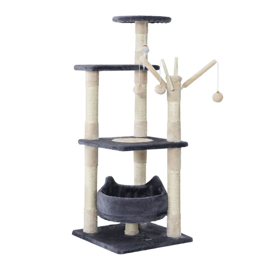 110cm Cat Scratching Tree with Condo House and Hanging Toys