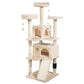 4Paws Cat Tree House Furniture Bed - Luxury Plush Play in Beige/Grey