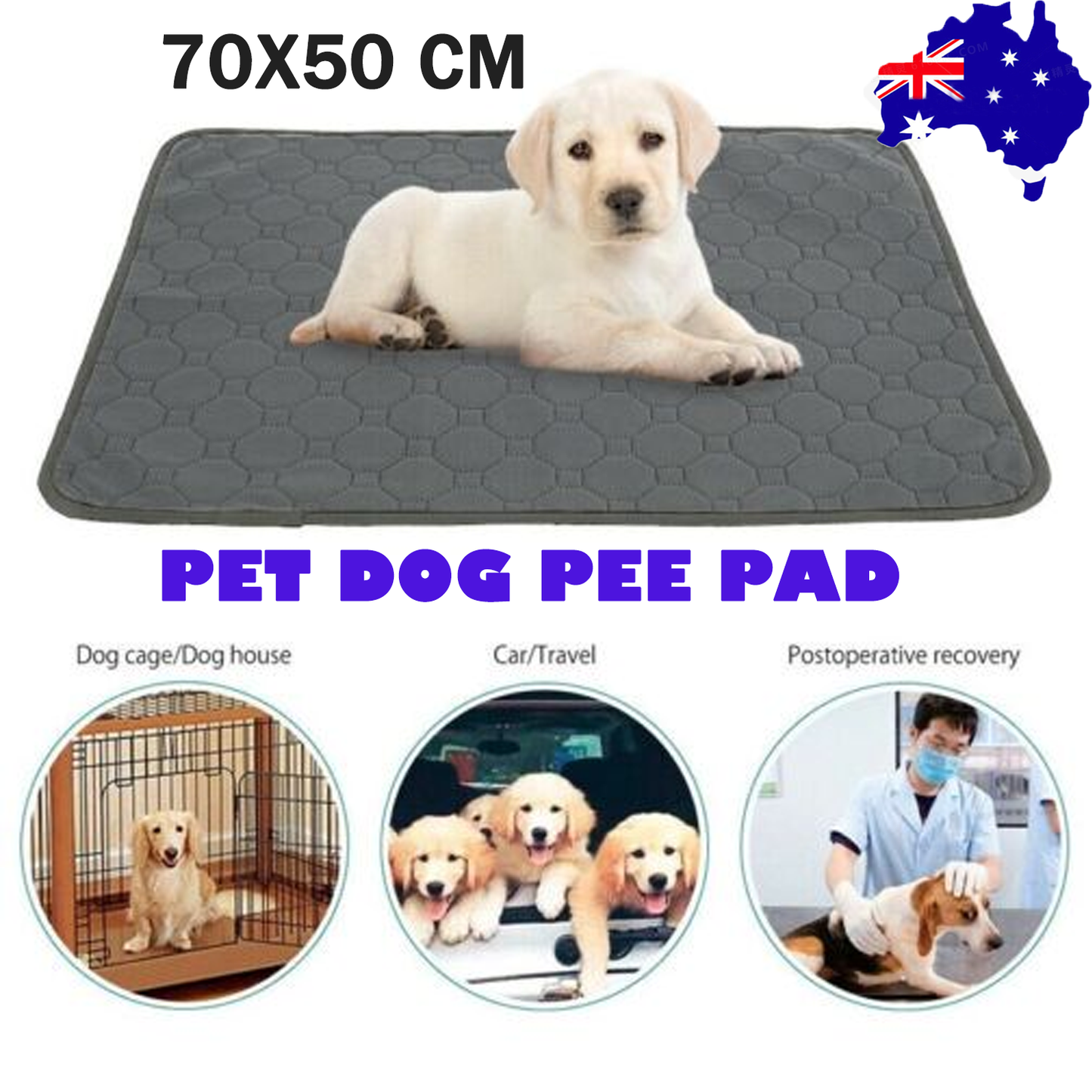 Washable Pet Pee Pads - Reusable Dog Training Wee Absorbent Mat Pads Bed in Two Sizes