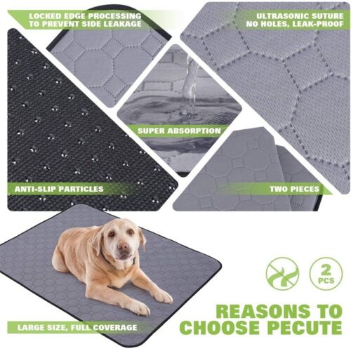 Washable Pet Pee Pads - Reusable Dog Training Wee Absorbent Mat Pads Bed in Two Sizes