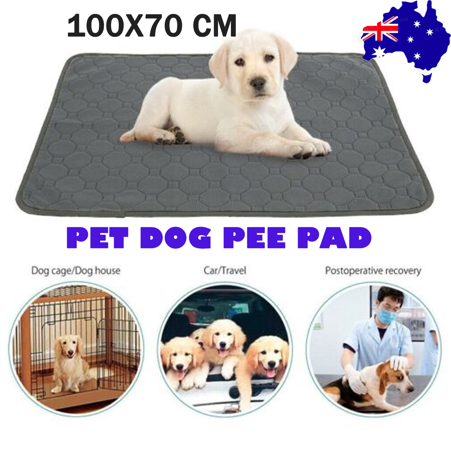 Washable Pet Pee Pads - Reusable Dog Training Wee Absorbent Mat Pads Bed in Two Sizes