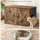 FEANDREA Cat Litter Box with Removable Divider Table Vintage Brown