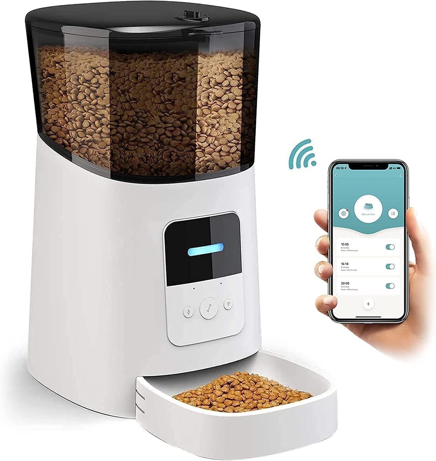 FLOOFI WiFi 6L Automatic Pet Feeder in Black and White