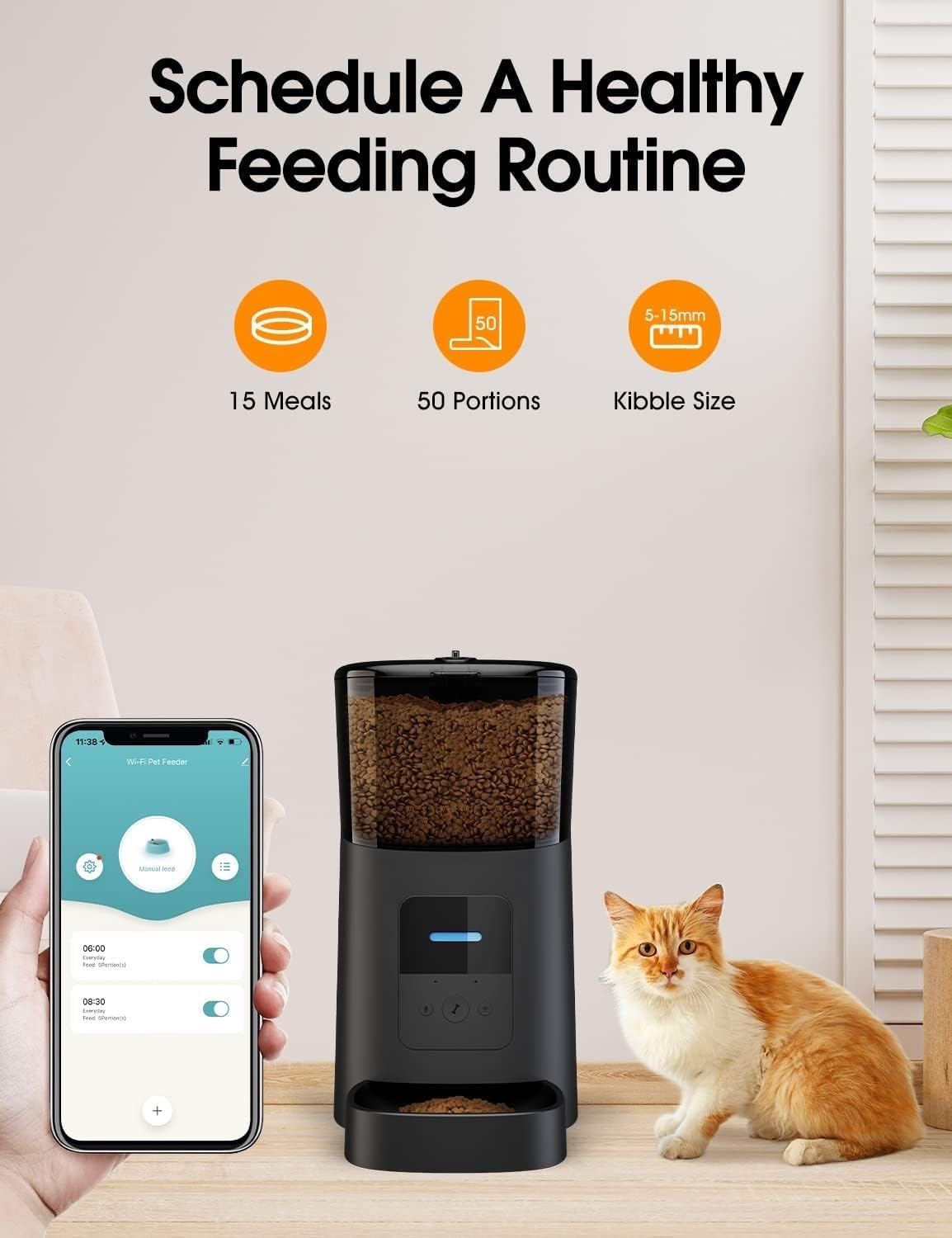 FLOOFI WiFi 6L Automatic Pet Feeder in Black and White