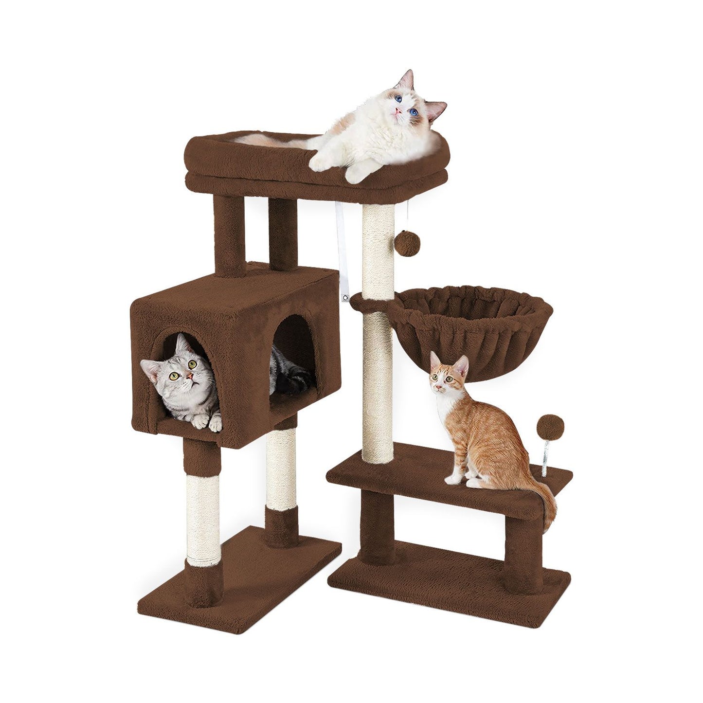 Floofi 97cm Adjustable Base Plush Cat Tree - Available in Multiple Colors