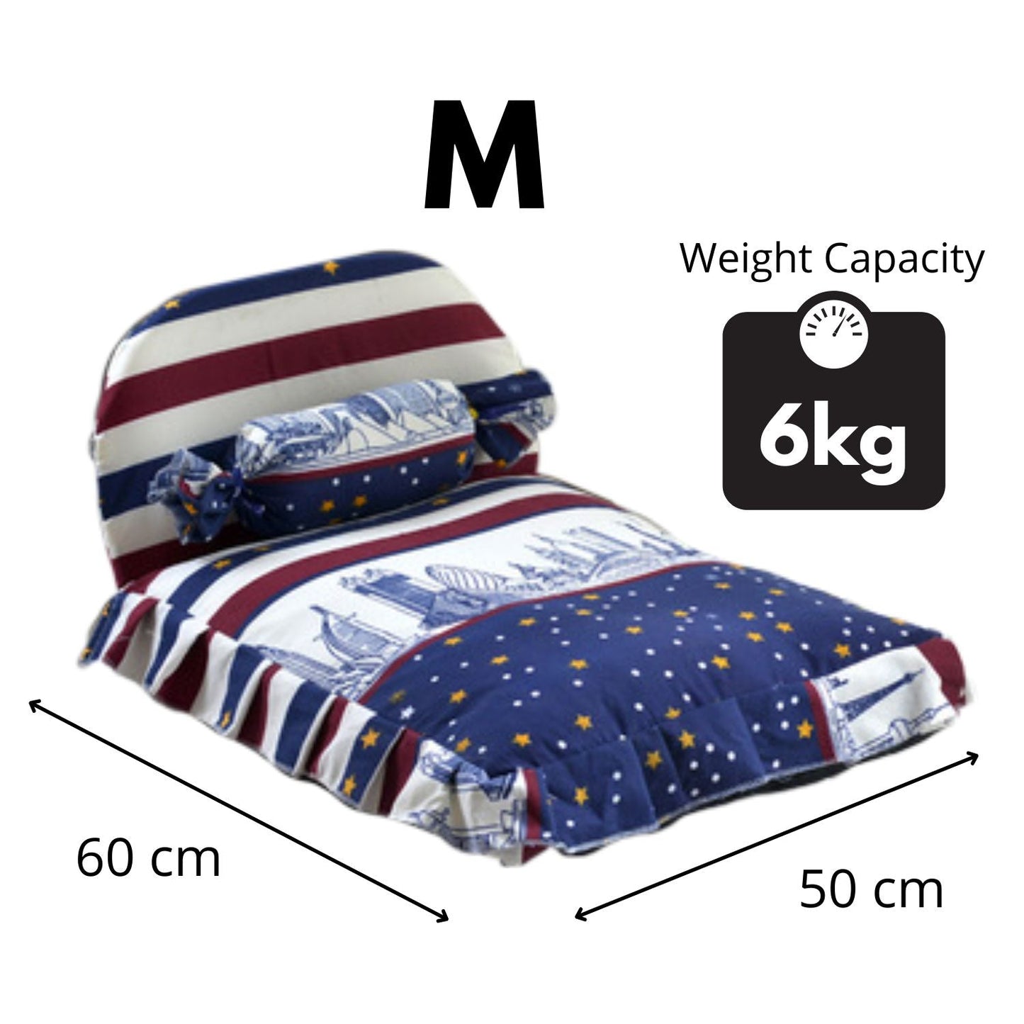 Floofi Pet Bed with Bear/Star Pillow and Quilt - Available in Sizes L and M