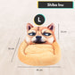 Floofi 3D Cartoon Round Shiba Inu Pet Bed - Available in Sizes S and L, Brown