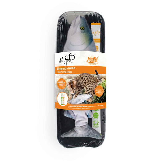 Jittering Dancing Fish Cat Toy Set - Sardine & Trout with Catnip Silvervine, Electric USB Rechargeable