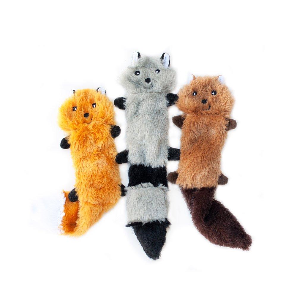 Zippy Paws Skinny Peltz plush dog toys 3PK in SM and L sizes