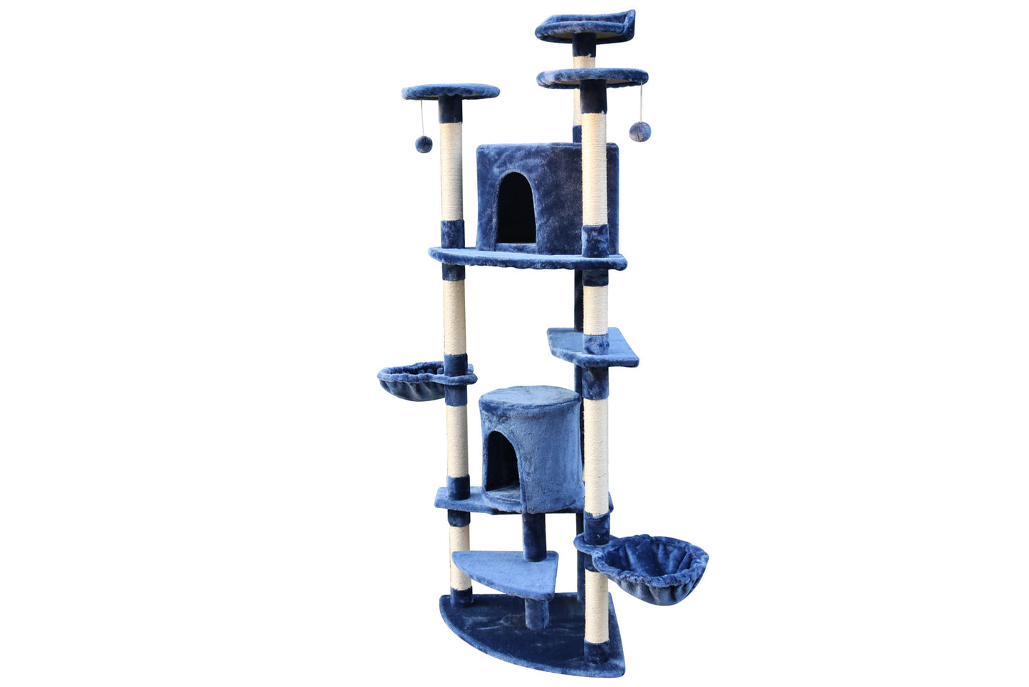 200 cm Corner Cat Scratching Post Tower – Three Color Options: Beige, Blue, Grey