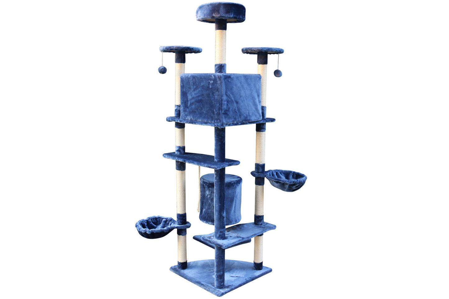 200 cm Corner Cat Scratching Post Tower – Three Color Options: Beige, Blue, Grey