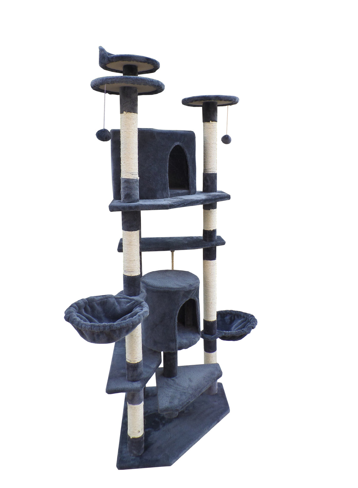 200 cm Corner Cat Scratching Post Tower – Three Color Options: Beige, Blue, Grey