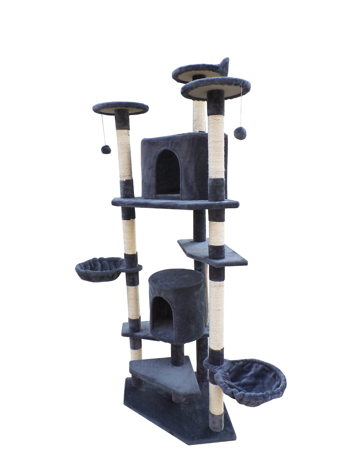 200 cm Corner Cat Scratching Post Tower – Three Color Options: Beige, Blue, Grey