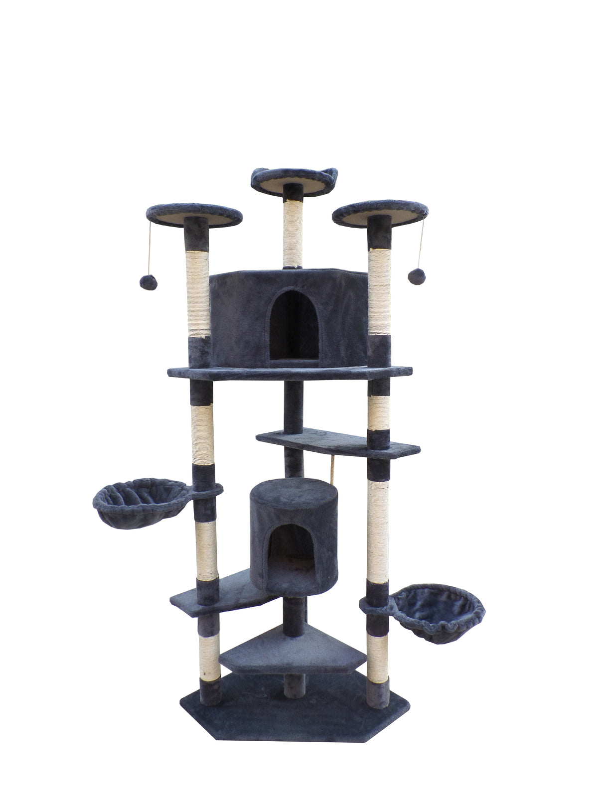 200 cm Corner Cat Scratching Post Tower – Three Color Options: Beige, Blue, Grey