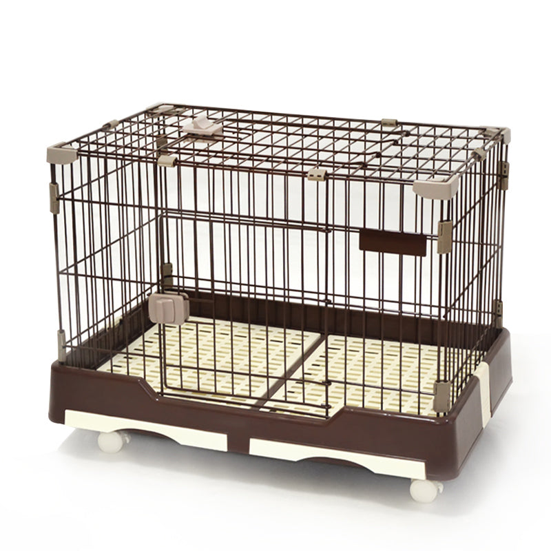 Large Pet Dog Cage & Cat Rabbit Crate Kennel with Potty Pad and Wheels