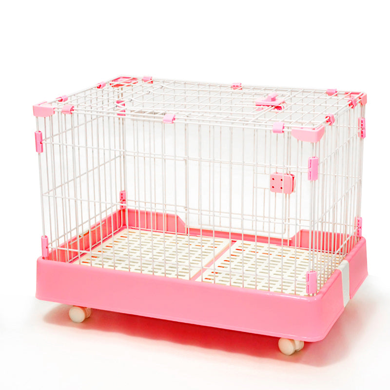 Large Pet Dog Cage & Cat Rabbit Crate Kennel with Potty Pad and Wheels