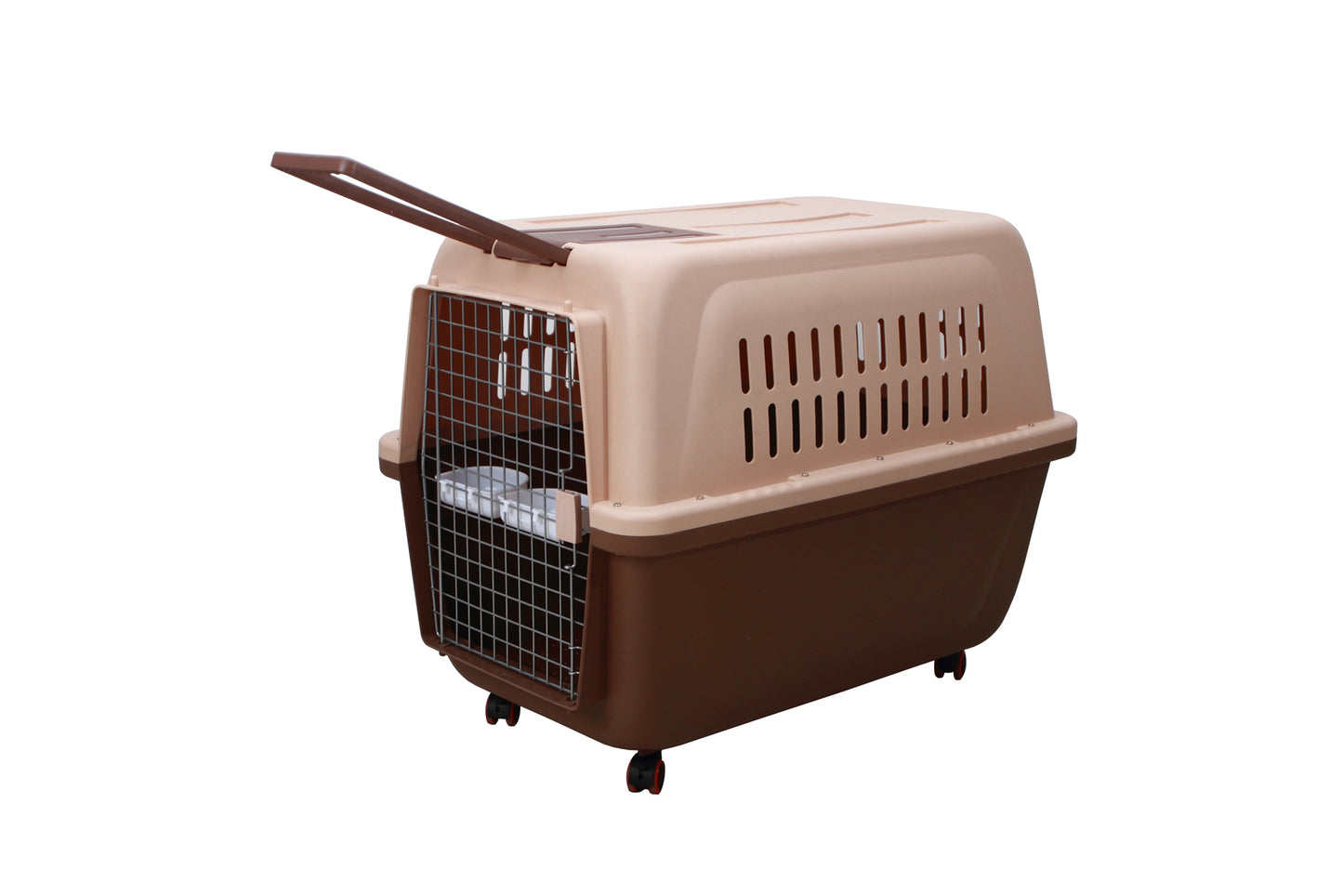 Large Plastic Pet Carrier Kennel for Dogs and Cats with Handle and Wheels