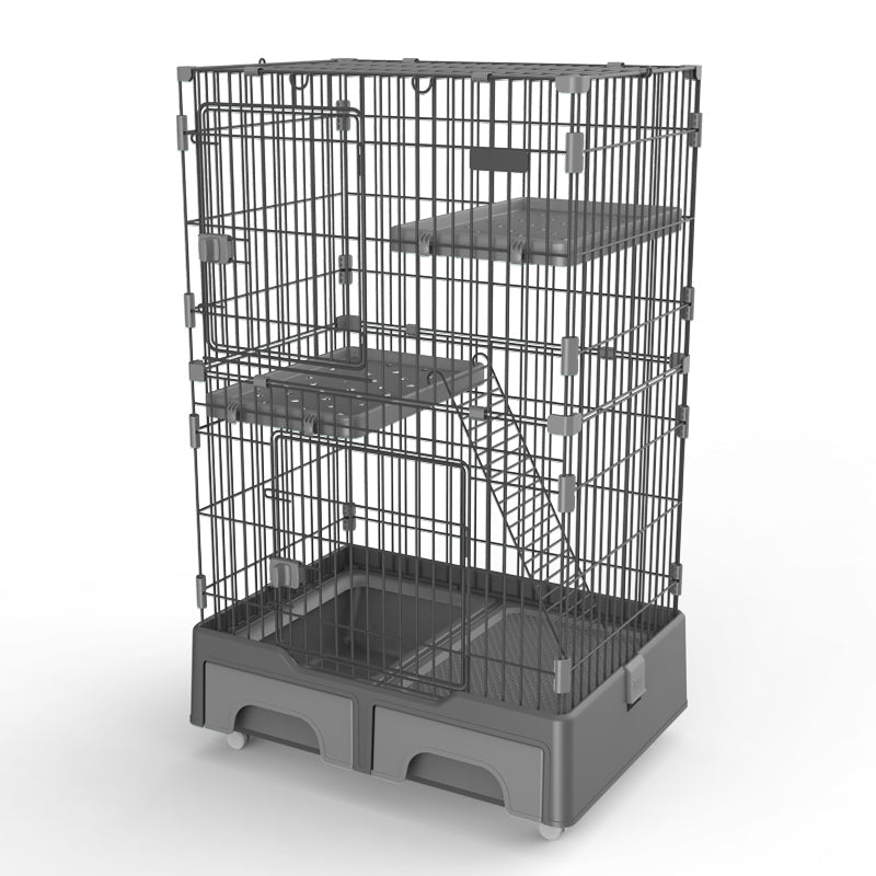 Multi-Functional 134 cm Cat Cage House with Litter Tray and Storage Box