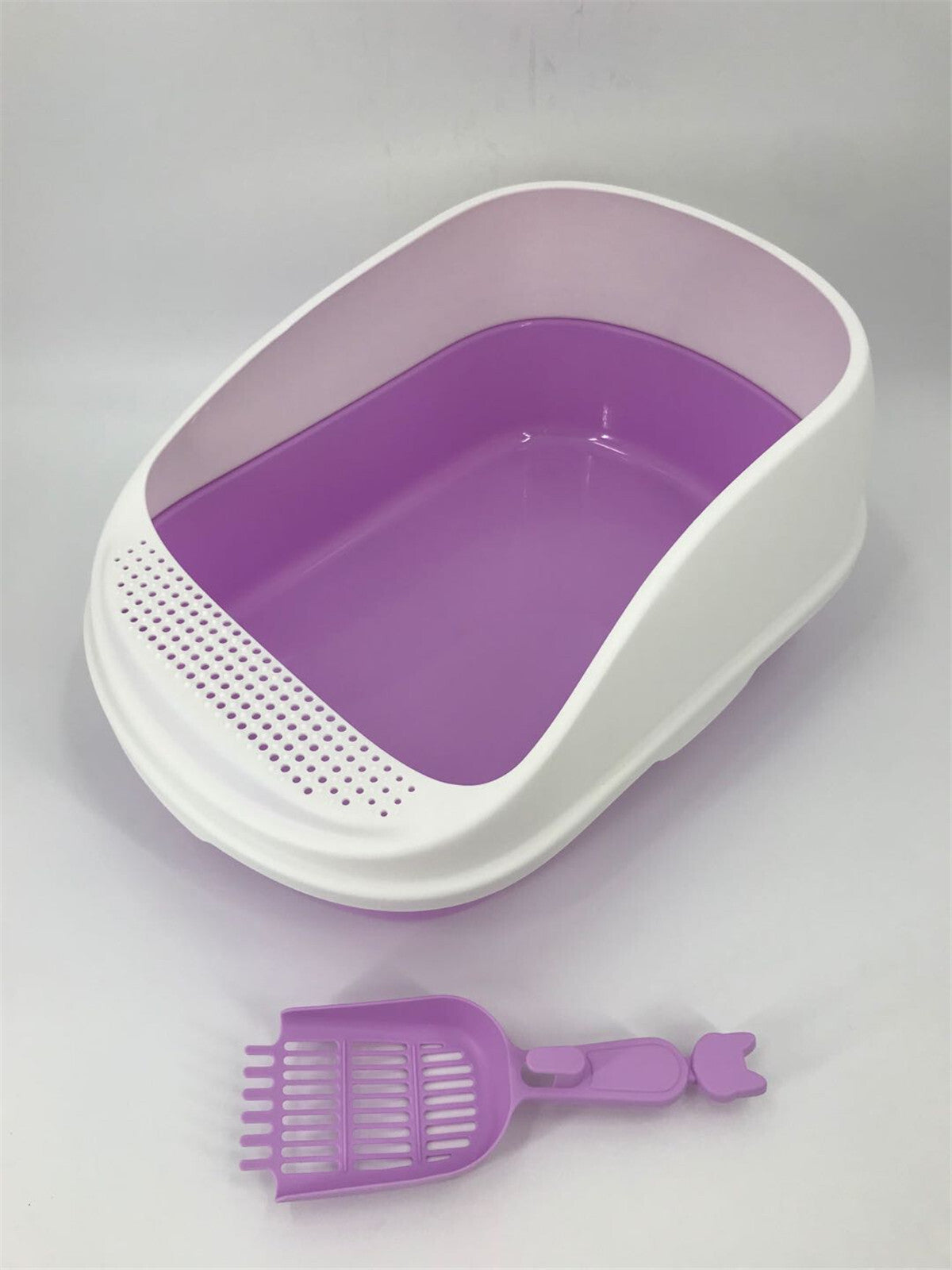 Large Portable Cat Toilet Litter Box Tray House with Scoop and Grid Tray