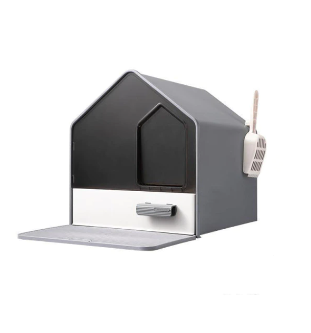 L Portable Hooded Cat Toilet: Litter Box Tray with Drawer and Scoop for Easy Cleaning