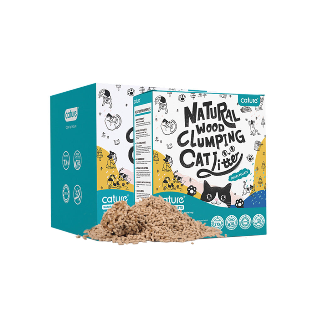 CATURE Cat Litter Collection - Wood Clumping Smart Pellets (6L/2.4Kg & 20L/8Kg), Odour Control Plus (6L/2.4Kg & 20L/8Kg), Tofu Clumping (14L/5.6Kg