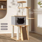 Cat Scratcher Bed Tower: Hammock, Climbing Flower Tree, Condo, Ladder - 120cm (Light Coffee and Grey)