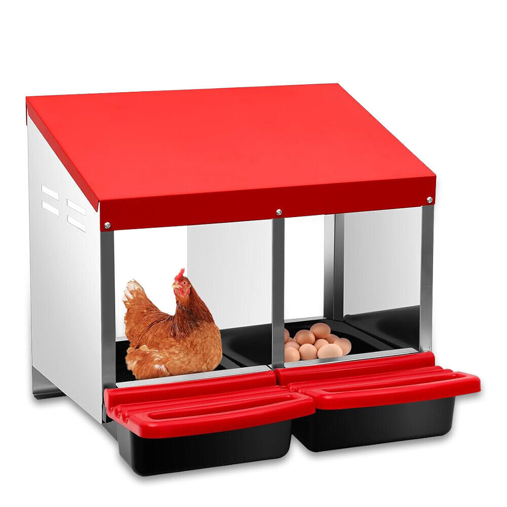 VaKa Chicken Hen Coop Hutch 2 Hole Inside Outside Roll Away Lay Egg Nesting Box