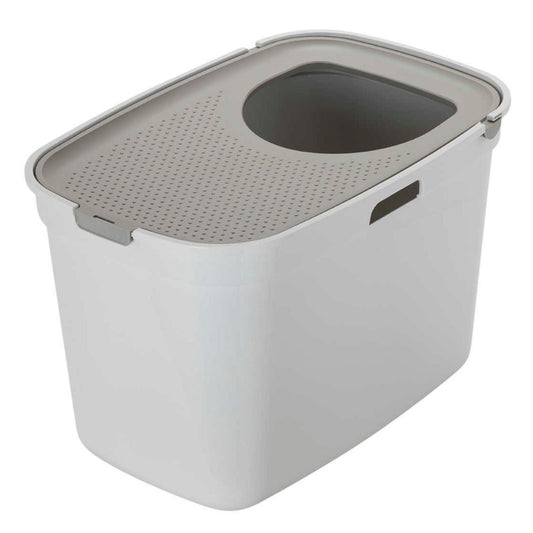 Top Entry Litter Box, Moderna Top Cat, Jumbo Size White/ Warm Grey