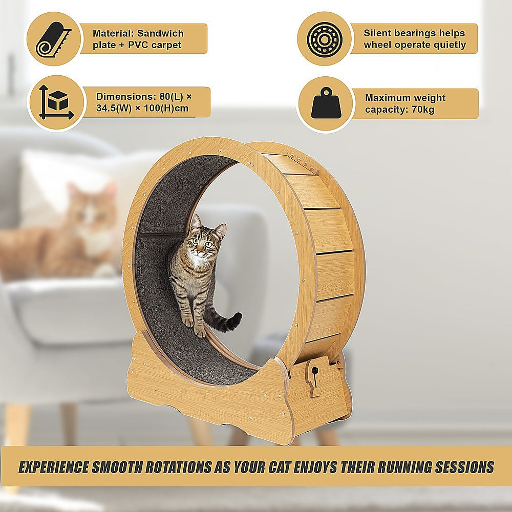 Cat Running Wheel w/ Carpet Runway Cat Exercise Wheel for Fitness Cat Treadmill