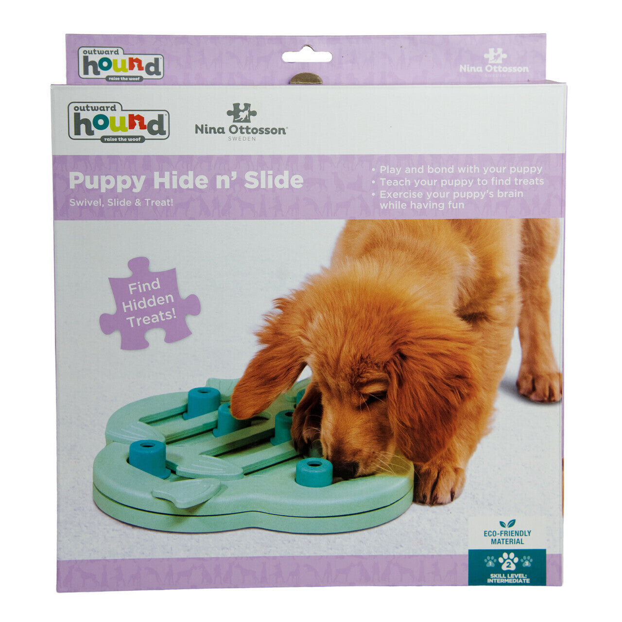 Nina Ottosson Hide & Slide Interactive Puzzle Dog Toy for Puppies - Level 2