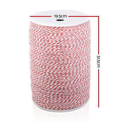 Giantz 2000M Electric Fence Energiser Stainless Steel Polywire Roll