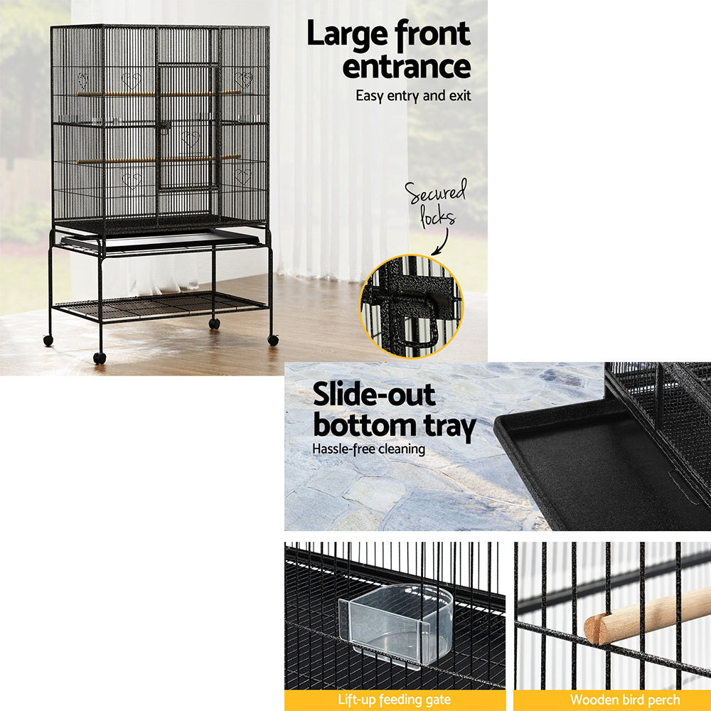 i.Pet Bird Cage Pet Cages Aviary 137CM Large Travel Stand Budgie Parrot Toys