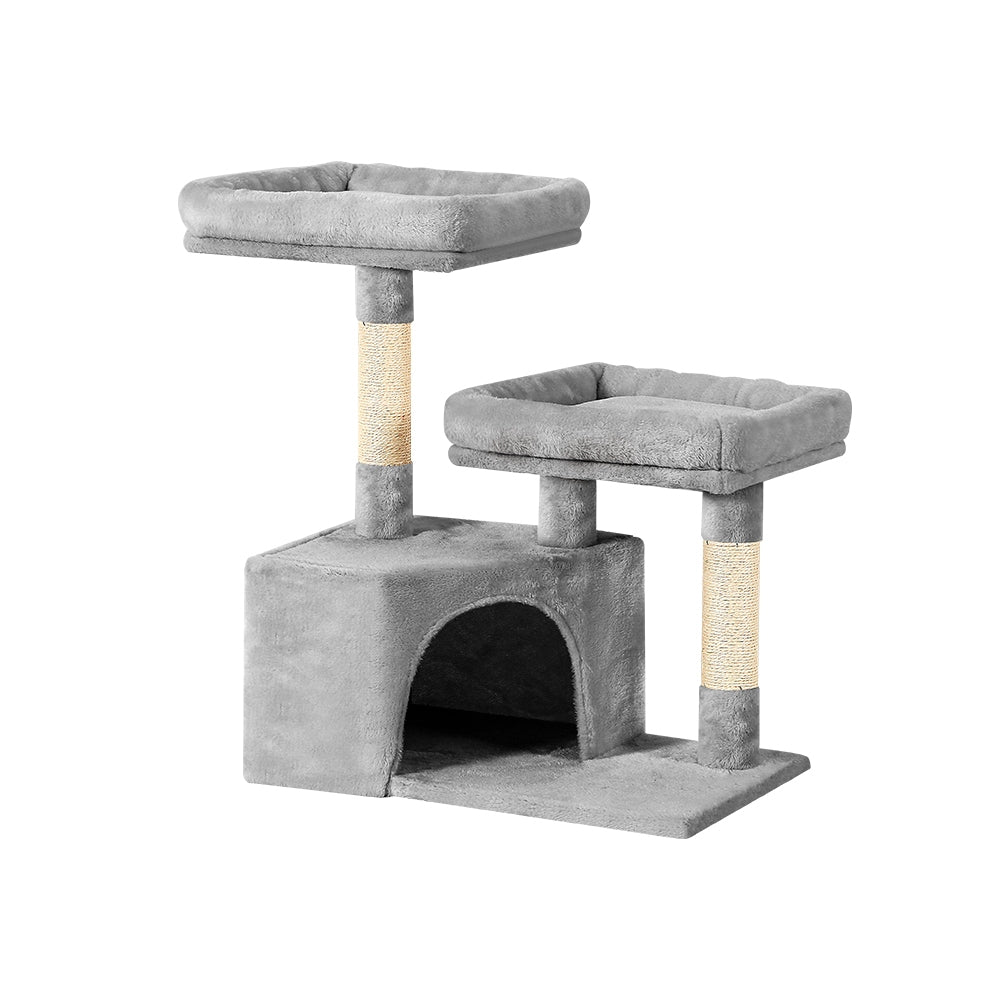 Bring Your Cat's Playtime to New Heights with i.Pet's 69cm Wood Cat Tree Tower, Featuring a Scratching Post, Cozy Condo House, and Plush Bed - Order Now!